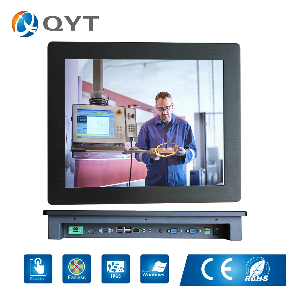 QYT промышленных планшетных Embedded PC 19 дюймов Ethernet Lan Порты и разъёмы RJ45 RS232 Windows 10 Celeron 3855U 4G ОЗУ 32 ГБ SSD