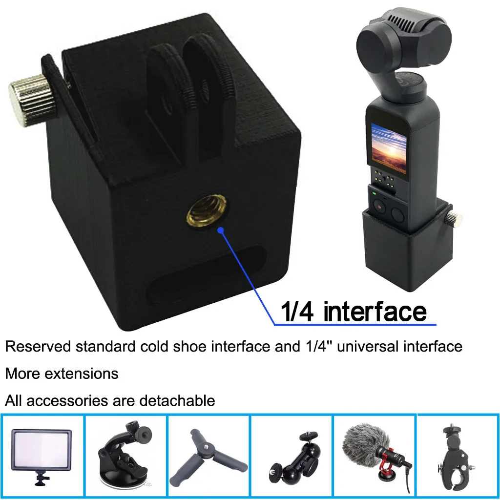 

NEW Handheld Gimbal Expansion Tripod Holder Head Mount 1/4 Screw Adapter Camera Bracket For DJI Osmo Pocket