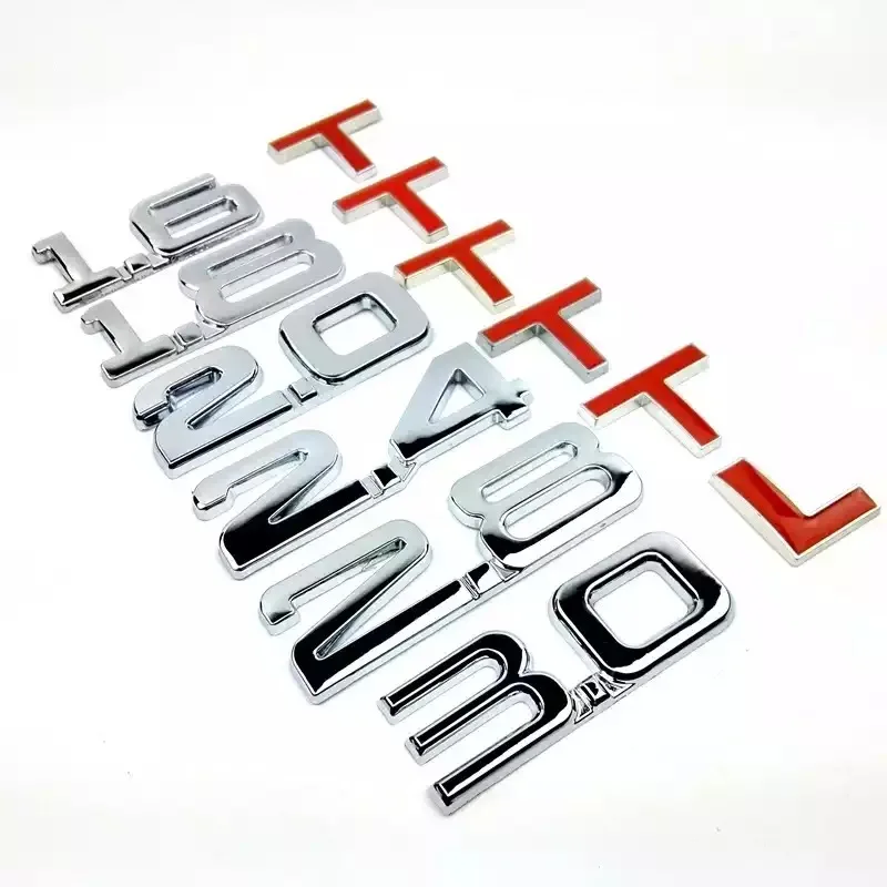 

Car 3D metal car stickers1.3T1.4T 1.5T1.8T 20T2.2T2.5T2.8T2.4L.2.8L3.0T modified labeling letter stickers 4WD displacement sign