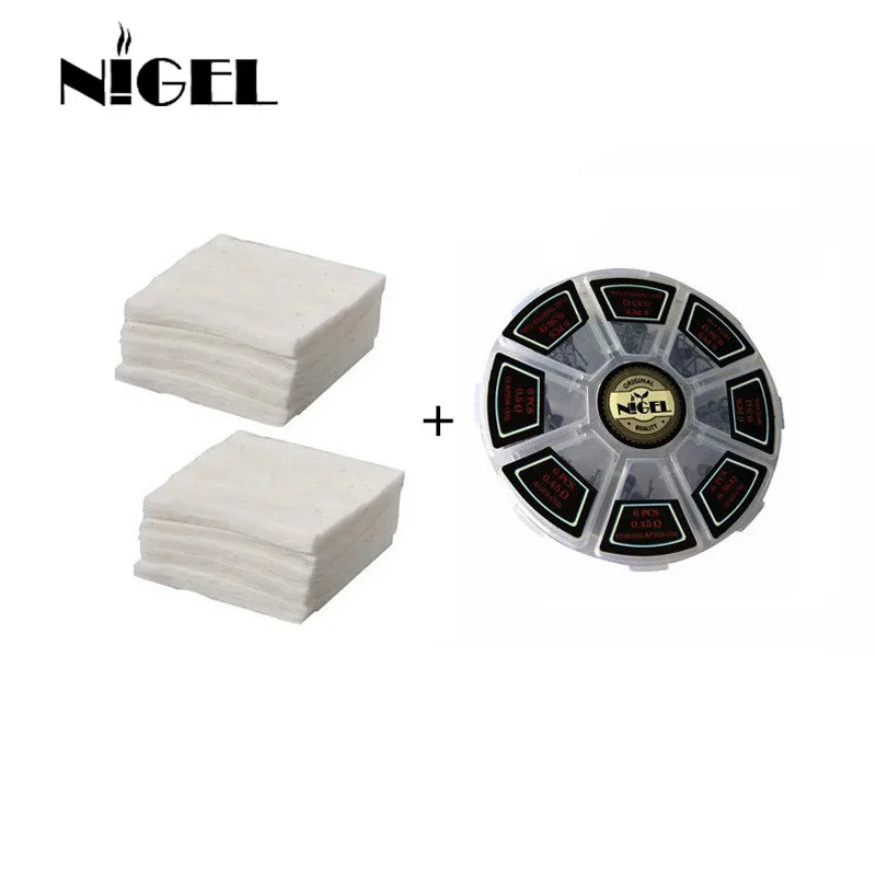 Nigel 48PS Vape Coil Prebuilt Coils 8 In 1 Coil Set with 10 Pcs Cottons Heating Resistance Wire for DIY RDA RTA Atomizer Nigel 48PS Vape Coil Prebuilt Coils 8 In 1 Coil Set with 10 Pcs Cottons Heating Resistance Wire for DIY RDA RTA Atomizer