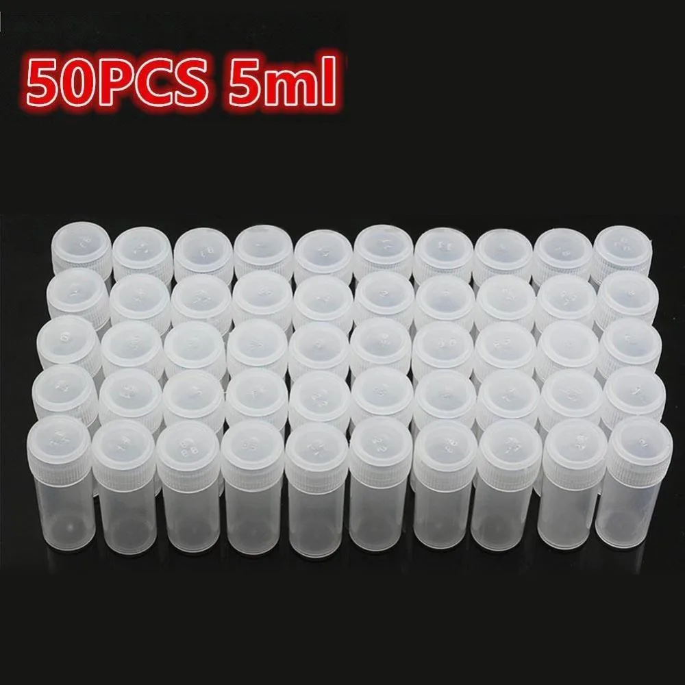 

50Pcs/Set 5g Transparent Volume Plastic Sample Bottle 5ML Small Bottle Vial Home Storage Container Kitchen Measuring Tools