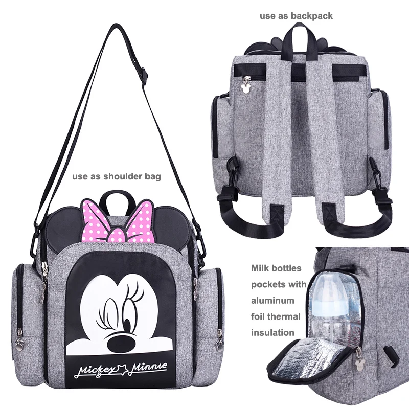  2019 Baby Diaper Bag Booster Seat Waterproof Maternity Travel Backpack Nappy Bag Mini Mickey Mouse 