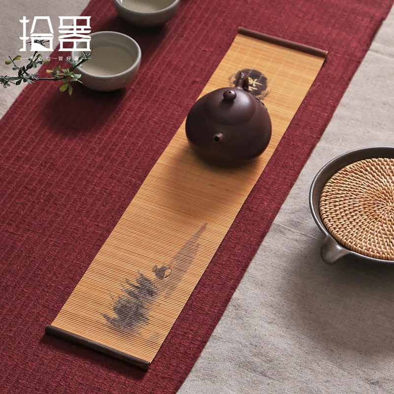 Japanese Handwork Bamboo Tea Table Cup Drink Coaster Set Cup Mat Table