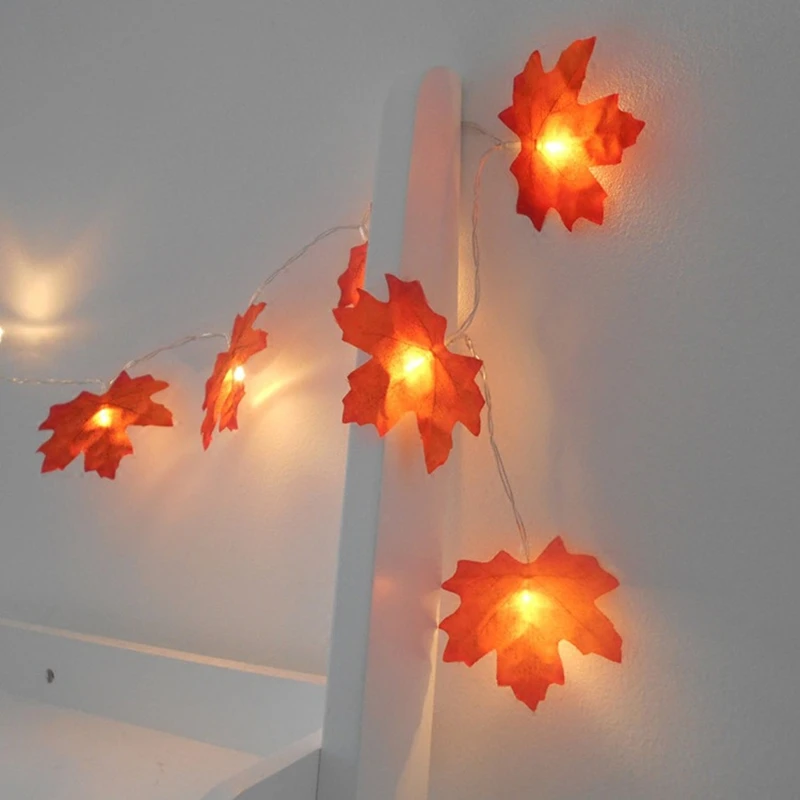 LED String Maple Leaves Fairy Garland String Lights Battery Operated Helloween Garden Home Christmas Tree Decoration Lighting
