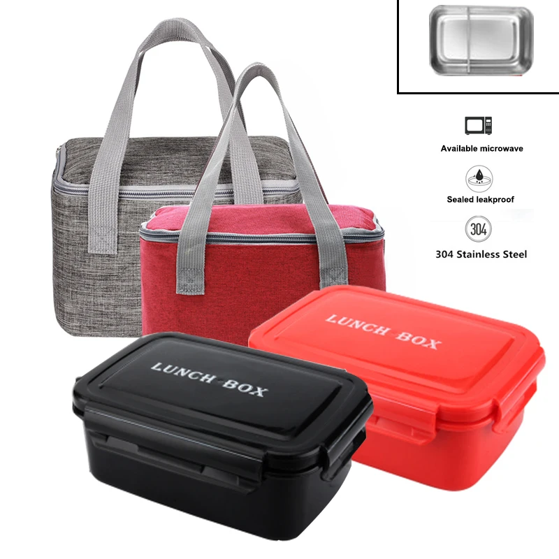 

Japanese Red and Black Stainless Steel Lunch Box Kids School Bento Box Kitchen Microwavable Lunchbox Thermal Food Container