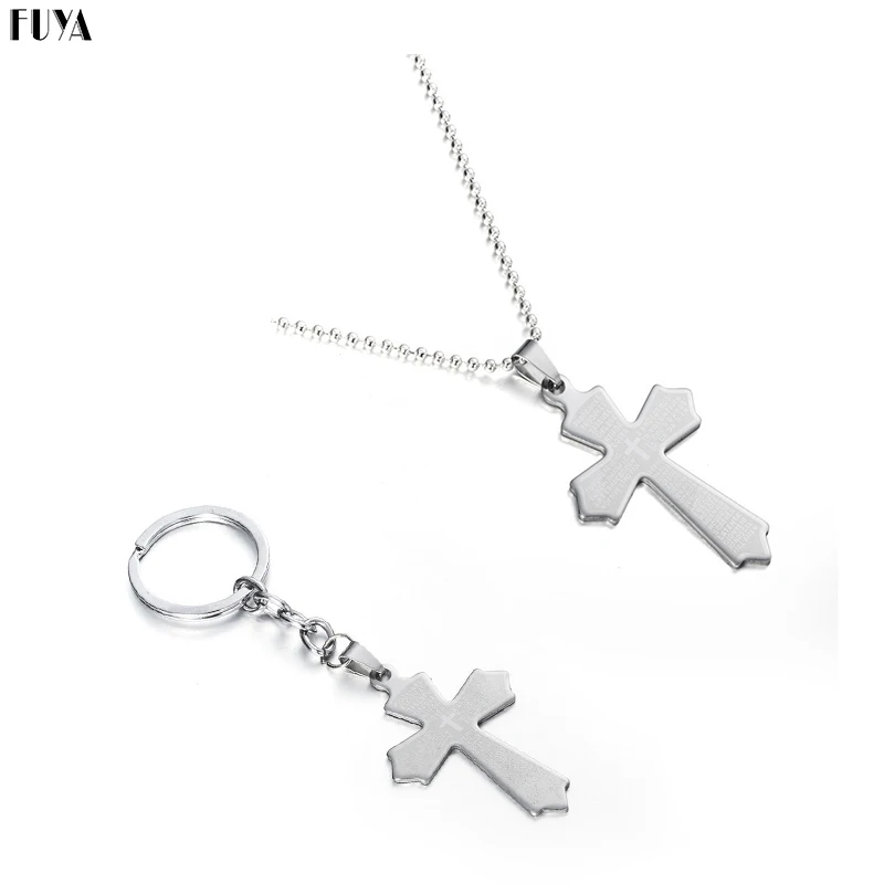 

Fashion cross pendant prayer christian necklace Trendy stainless steel suspension necklaces&pendants keychain men jewelry gifts