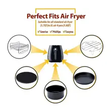 Аксессуары для воздушной фритюрницы, универсальная фритюрница, бочка для торта, сковорода для пиццы, коврик, стойка для шампура, держатель подходит для всех 5.3Qt-5.8Qt(XL