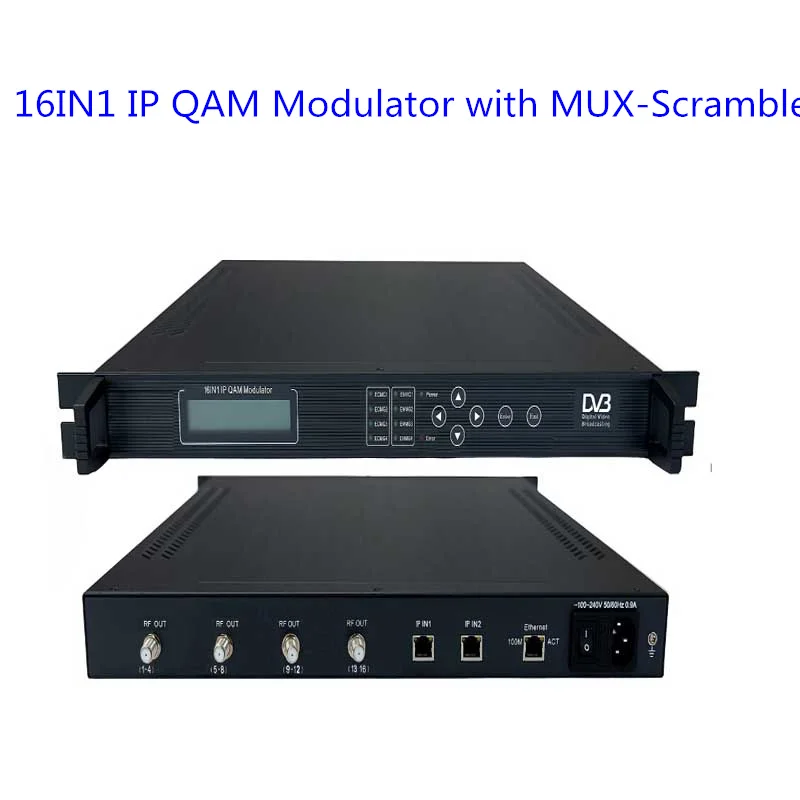 16в1 IP QAM модулятор с MUX- Scrambler (гигабит 64 * in 16 DVB-C RF out) радио и ТВ оборудование SC-4124 |