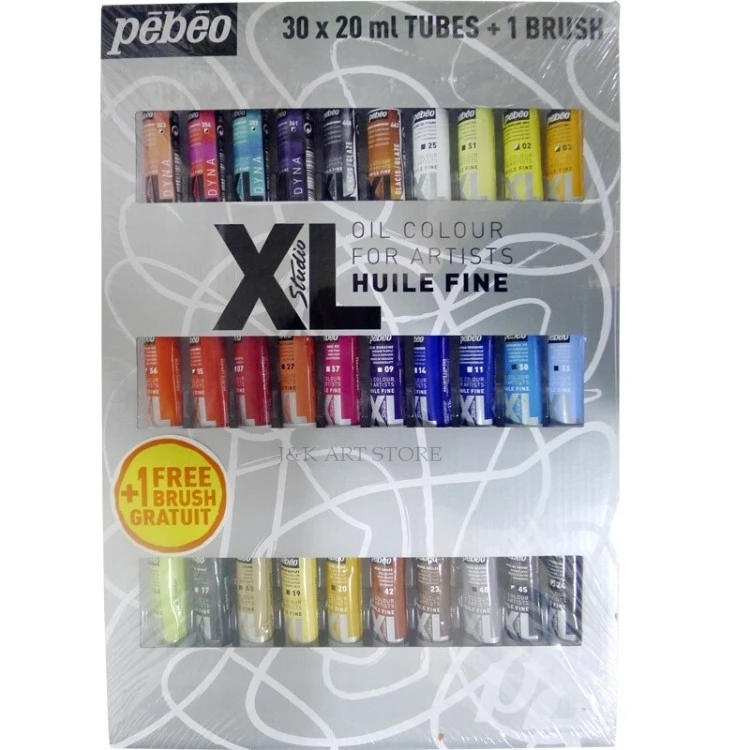Pebeo studio XL fine oil color set 30tubes x 20ml including a brush