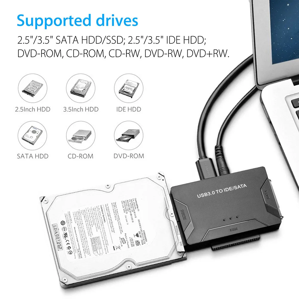 

New USB 3.0 to IDE SATA Converter External Hard Drive Adapter Kit 2.5" 3.5" Cable DOM668