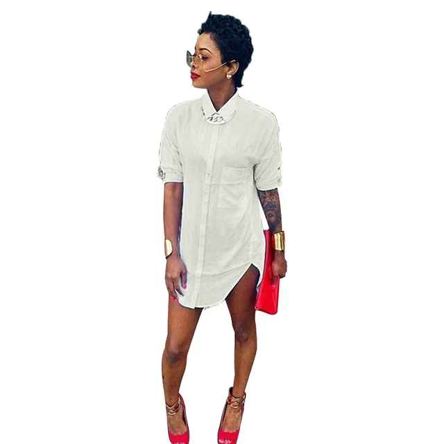 white collar shirt dress