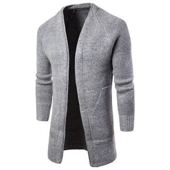 

Long Trench Coat Men Mens Cardigan High Quality Men Fashion Casual Designer Sweaters Grey Black Long Cool Mens Sweaters Sueter