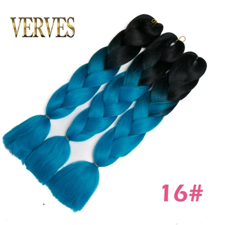 VERVES, Омбре, плетение волос, 100 г/шт., 24 дюйма, 1 шт., синтетический, три, два тона, тепловое волокно, вязанное крючком, огромные косы, наращивание волос - Цвет: P1B/613