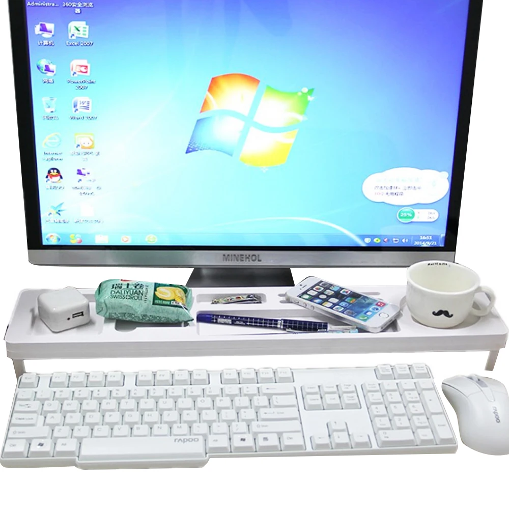 

1PC Computer Keyboard Storage Rack Desk Storage Shelf Office Desktop Organizer Phone Keyboard Storage Multifunction Home