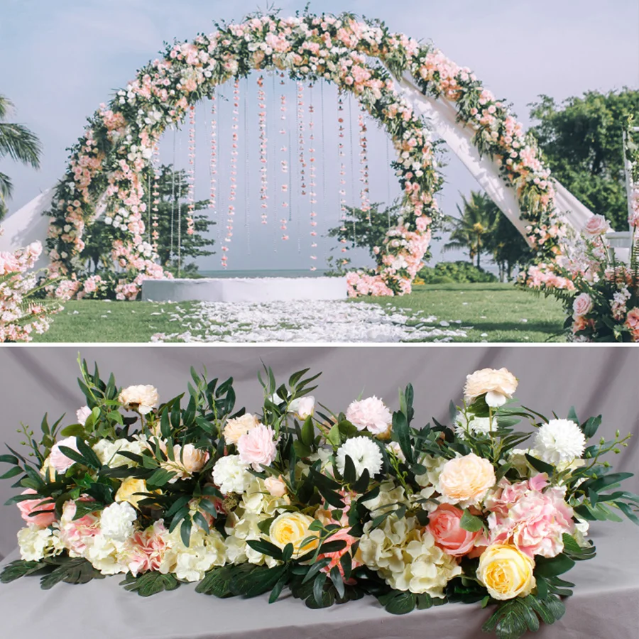 1 м DIY пользовательские Искусственные Свадебные цветочные стены фон композиция поставки шелковые розы Пион поддельные цветы ряд украшения для арки