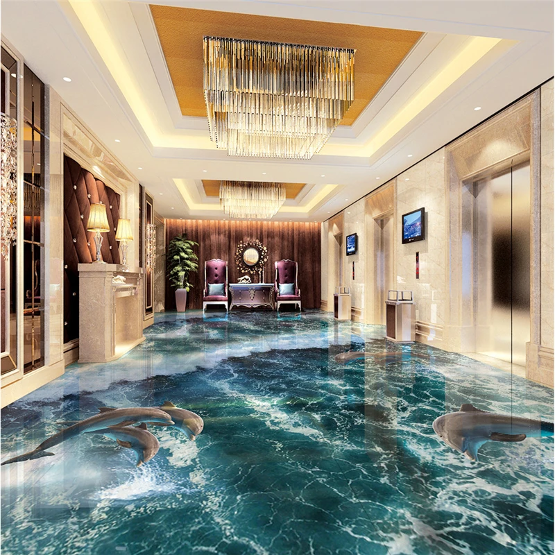 

beibehang Large Custom Wallpaper Mural Beach Beach Wave Surf 3D Floor Tile Painting 3d wall murals papel de parede infantil