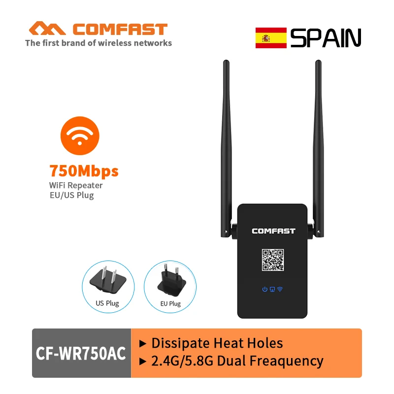 

110V~240V Powerful 10dbi Antenna Wireless WIFI Repeater Range Extender Signal Amplifier 802.11N/B/G 750Mbps Wi-fi Signal booster
