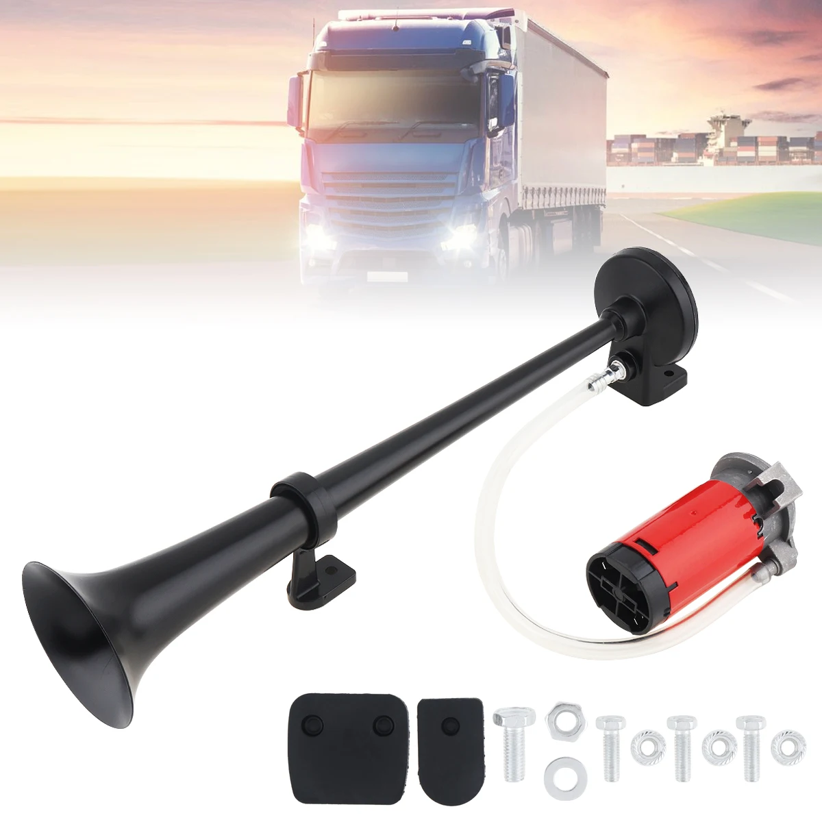 

17 Inch 12V 150dB Super Loud Single Trumpet Air Operated Horn with Compressor for Truck / Boat / Train / Lorry