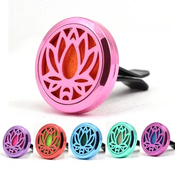 

New Design 30mm Colorful Stainless Steel Lotus Flower Car Aromatherapy Essential Oil Car Diffuser