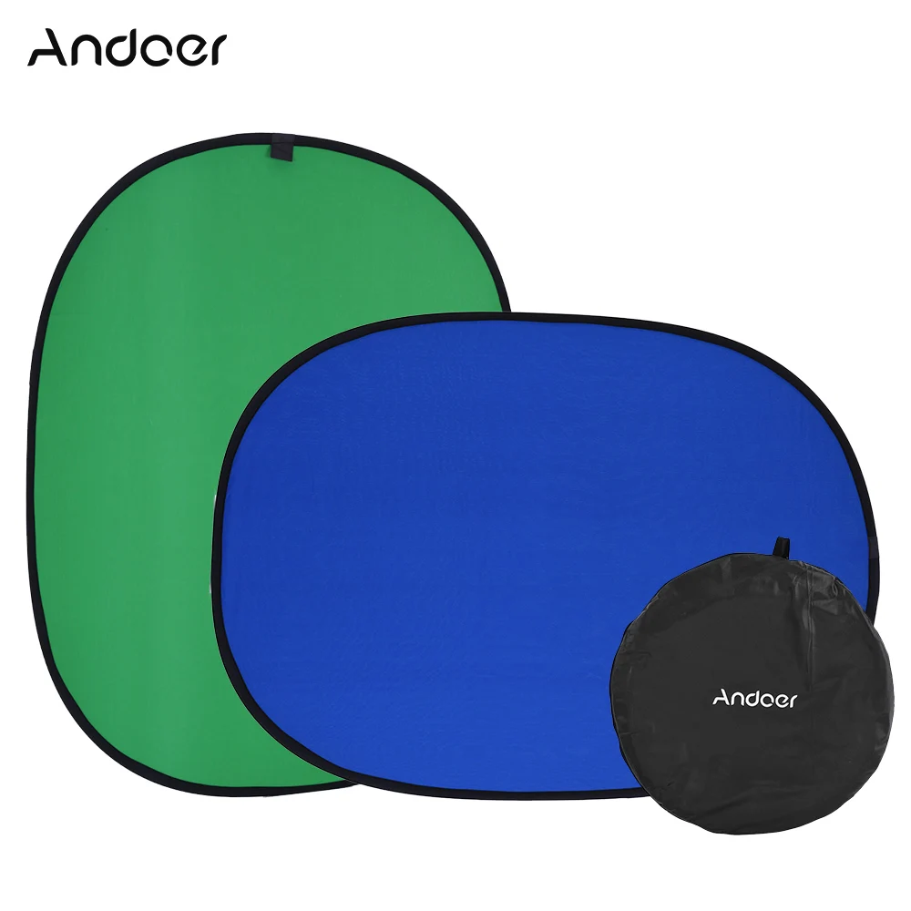 

Andoer 1.5*2.0m Collapsible Muslin Cotton Blue&Green (2in1) Backdrop Background Panel for Photo & Video Studio Photography