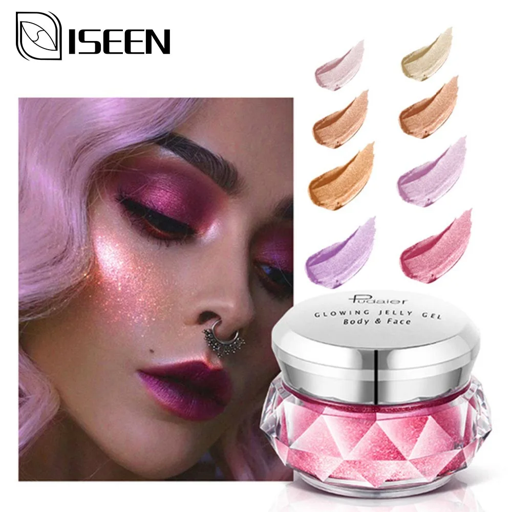 

Face Highlighter Palette Jelly Gel Makeup 3D Face Bronzer Contour Metallic Pigment Body Highlight Cream Eye Shadow Pink Bronzer