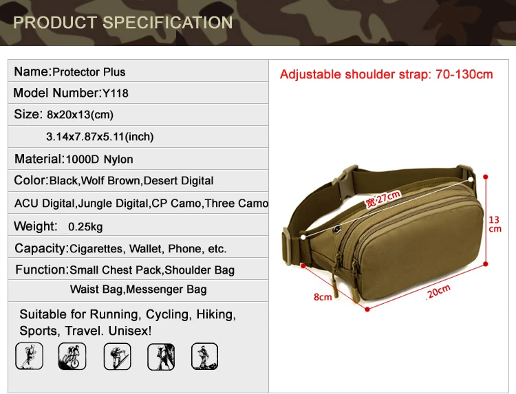 Водонепроницаемая нейлоновая поясная сумка унисекс, тактическая поясная сумка для мужчин и женщин, военная хип-посылка для iphone, кошелек, поясная сумка