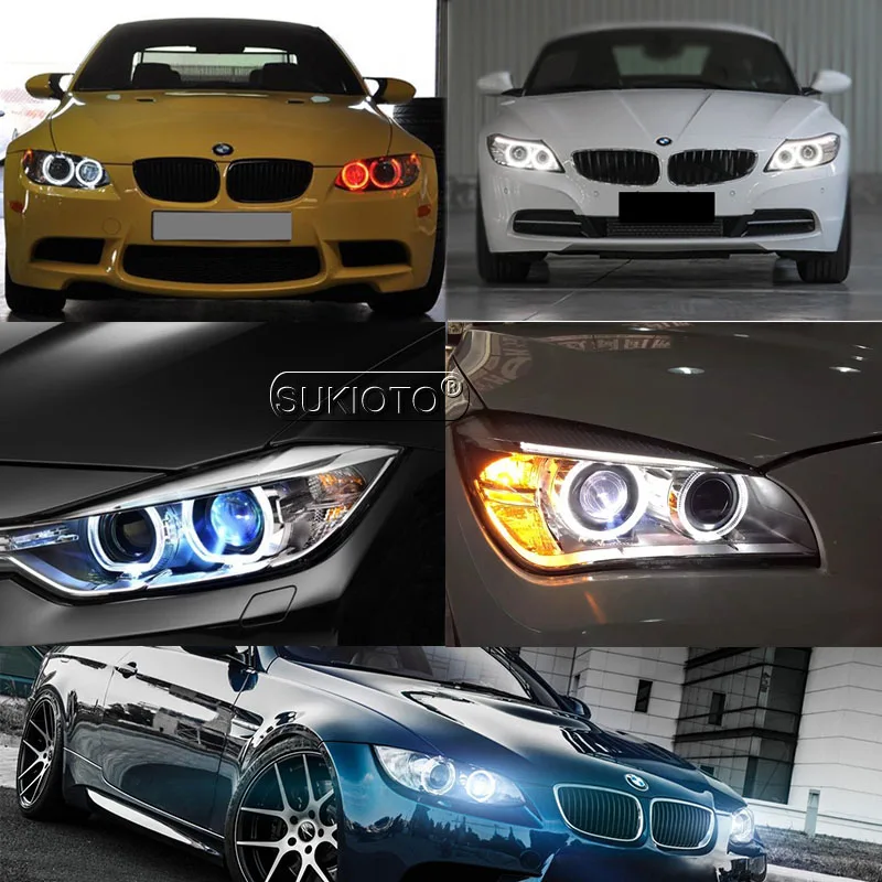 SUKIOTO Car LED Marker Angel Eyes Kit 6500K White Auto Headlight Bulb For E39 E60 E61 E65 X3 X5 Car Styling E39 LED Angel Eyes (10)