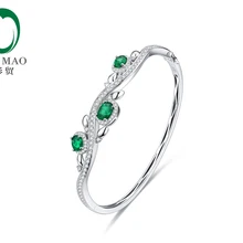 Caimao натуральный 1,28 карат изумруд 14KT/585 Белое золото 1,12 ct Бриллиант круглой огранки ювелирные изделия браслет с драгоценными камнями