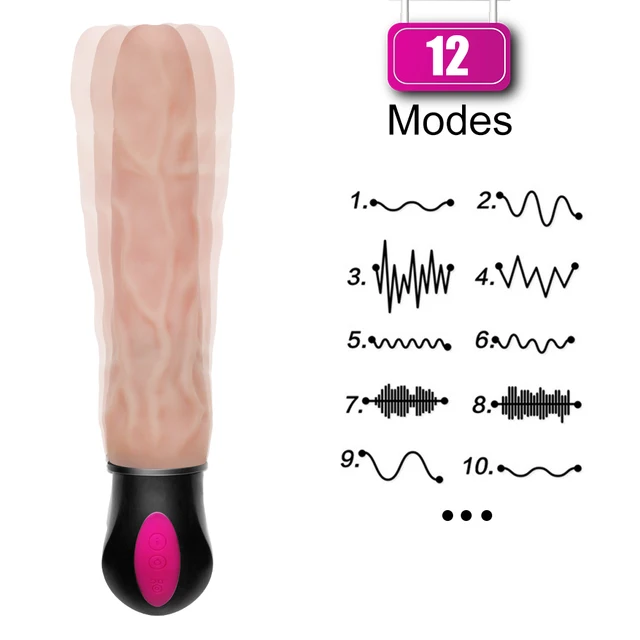 FLXUR 12 Mode Heating Realistic Dildo Vibrator Flexible Soft Silicone Penis G Spot Vagina Vibrator Masturbator Sex Toy For Women 3
