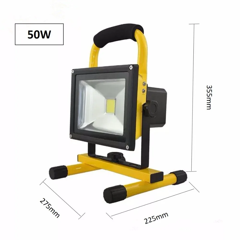Levou ao ar Portátil de Emergência Suporte de Ângulo de Iluminação Lâmpada de Trabalho Luz de Alumínio Livre Projector Recarregável Luz 50 w Ajustável 2 LEVOU ao ar livre Projector Recarregável Portátil