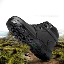 Ботинки из натуральной кожи; Мужская зимняя защитная обувь; бархатные теплые зимние ботинки; обувь со стальным носком; водонепроницаемые рабочие ботинки