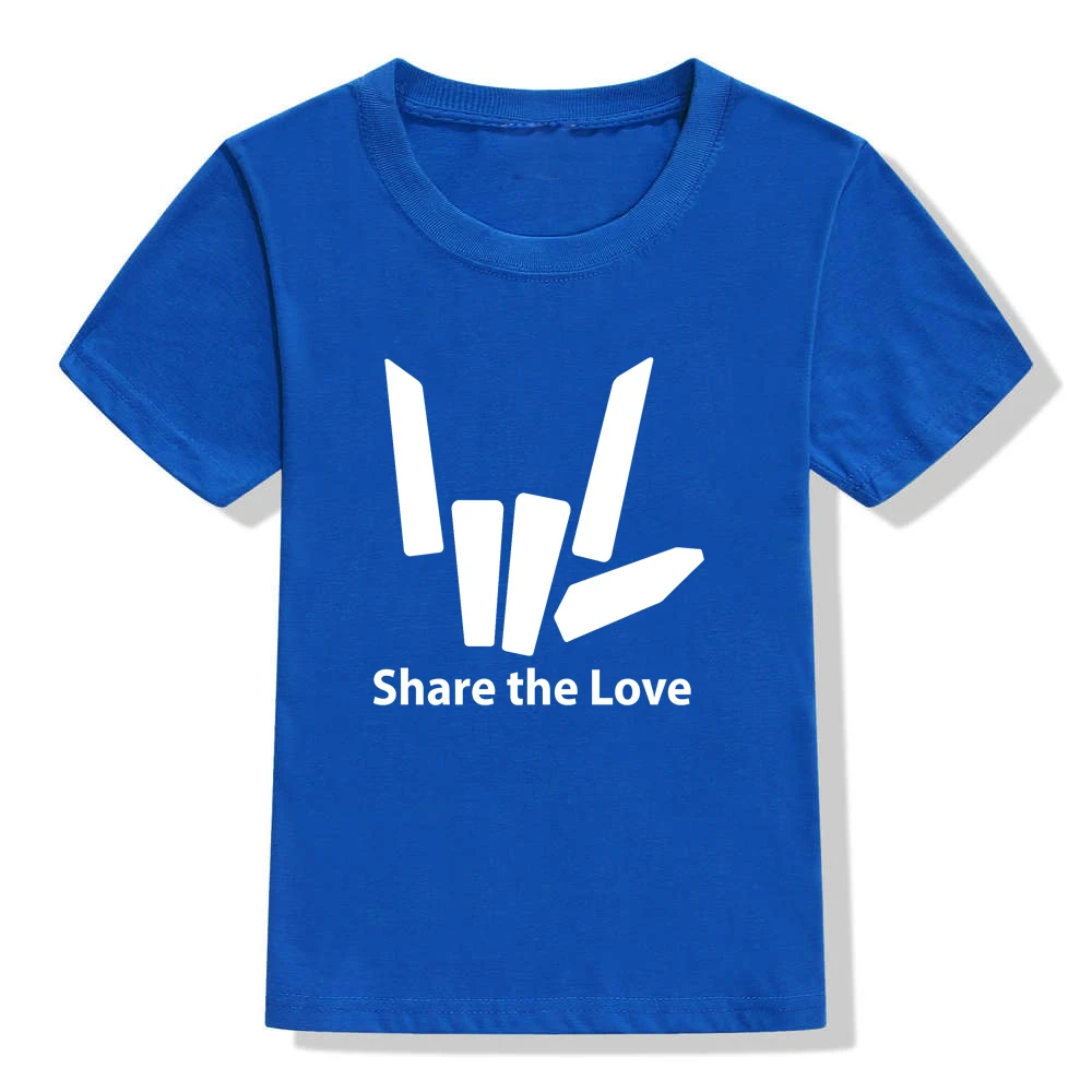 Share The Love Print New Fashion Childrens Tees Boys O-neck Short Sleeves Shirt Girls Fashion Street Style Soft Tops Tshirt - Цвет: 48N6-KSTBU-