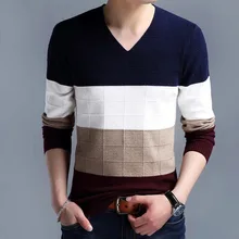 Вязаный свитер контрастного цвета из полиэстера с v-образным вырезом; homme; сезон осень; Kpop; модная повседневная одежда в стиле Харадзюку; Базовая Деловая одежда; Homme pollover;