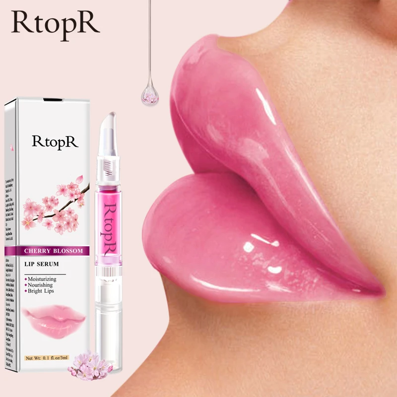 

RtopR New Lip Serum Reduce Lip Fine Lines Essence Lip Mask Dry Crack Peeling Repair Lip Moisturizing Beauty Care 3ml