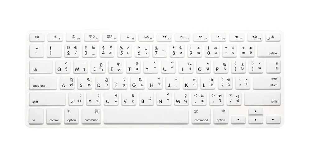 Силиконовый водонепроницаемый тайский Алфавит США входит в Таиланд Защитная крышка клавиатуры подходит для MacBook Air 13 Pro 13 15 17 retina - Цвет: white