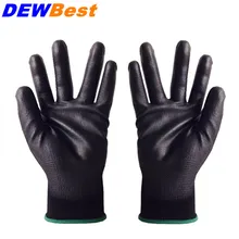 DEWBesT 2/10 пар черный нейлон и PU покрытием ладони электронные антистатические перчатки с ПУ Антистатические перчатка работы PU518
