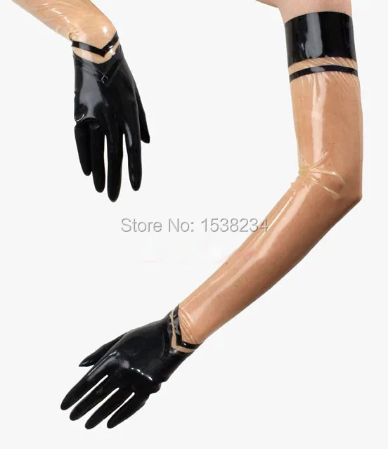 Latex Gloves Transparent & Black Rubber Long Gloves Latex Unisex