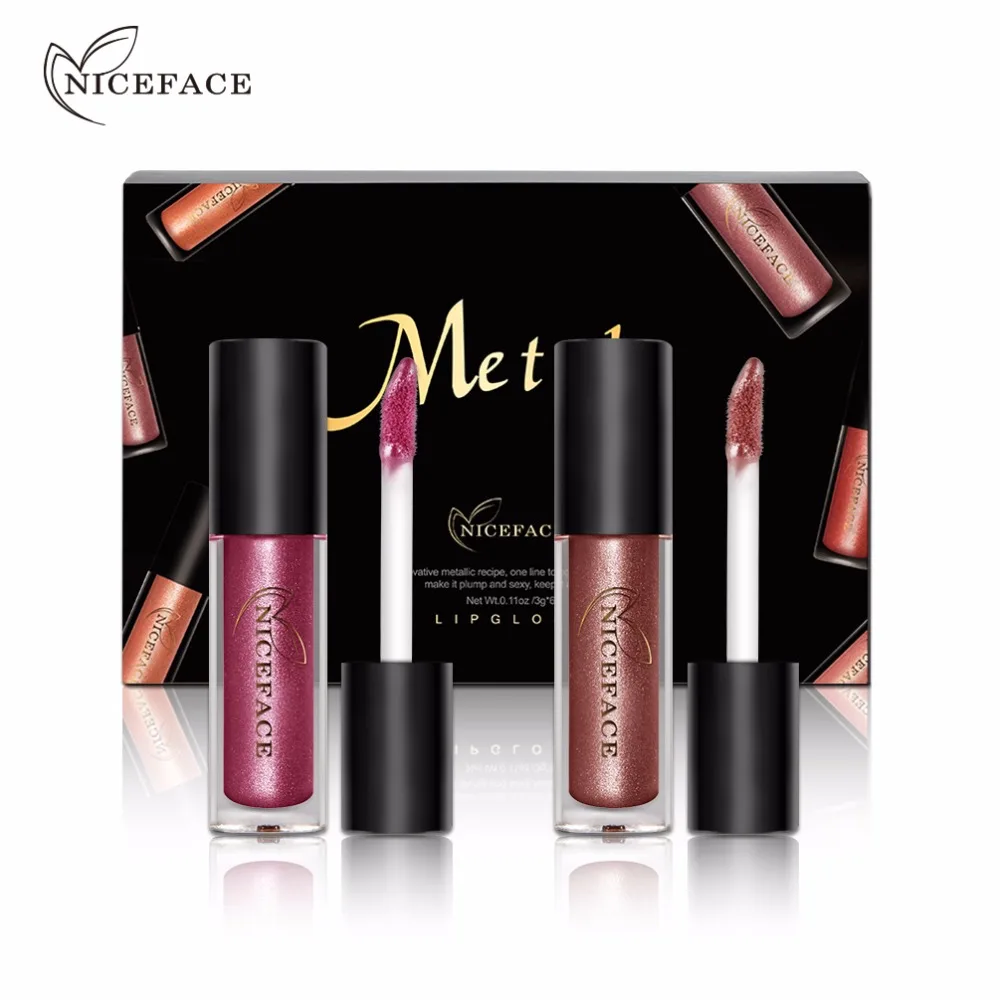Бренд NiceFace цвет губ 6 шт./лот металлический Жидкий блеск для косметический