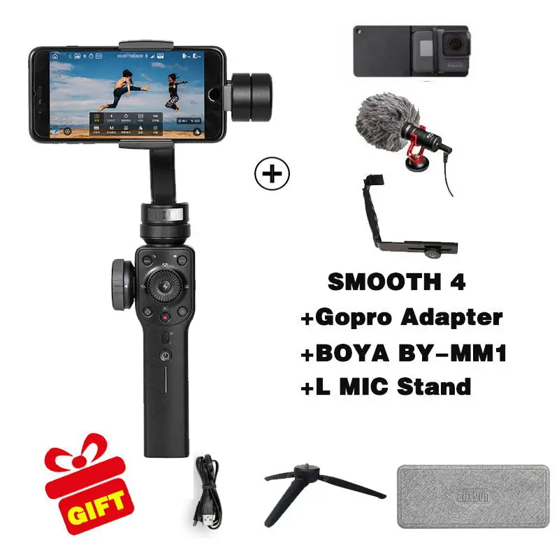 Zhiyun smooth 4 ручной 3 оси телефон разных цветов с шарнирным соединением для смартфона с стабилизатор для экшн-камеры «Три в одном» смартфона gopro xiaomi yi 4k sjcam cam - Цвет: OPTION 5