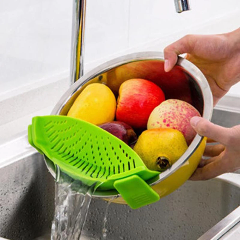 

1pcs Silicone Pot Strainer Silicone Pot Pan Bowl Funnel Strainer Clip on Pot Draining Excess Liquid Pasta Vegetable Cookware