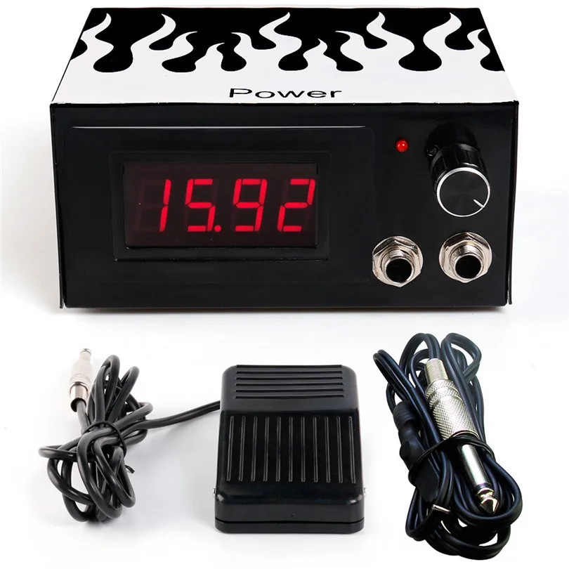 

Tatoo Kits Supply 1Pcs Pro New LCD Digital Fire Tattoo Machine Power Supply + 1Pcs Footpedal + 1Pcs Clipcord