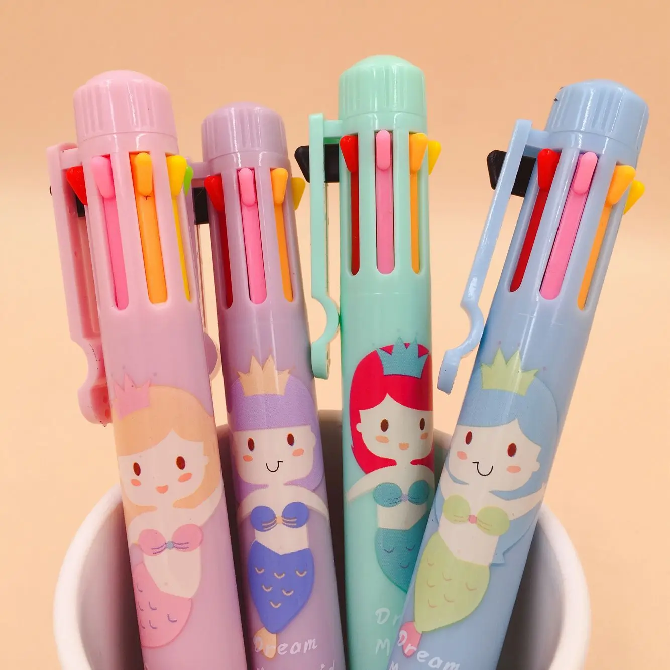 Mermaid Cartoon 8 Colors Chunky Ballpoint Pen School Office Supply Gift Stationery Papelaria Escolar