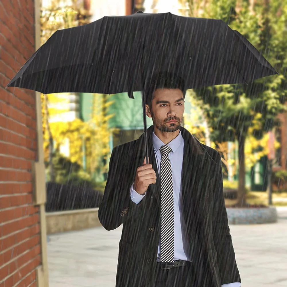 

High Quality Full Automatic Travel Umbrella One-Handed Operation Auto Open/Close Button System Windproof Rustproof Umbrella