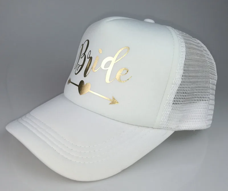 C&Fung BRIDE TRIBE trucker hats Bachelorette Snapback Cap Team Bride Neon gold letter Arrow design mesh baseball hat caps custom baseball caps Baseball Caps