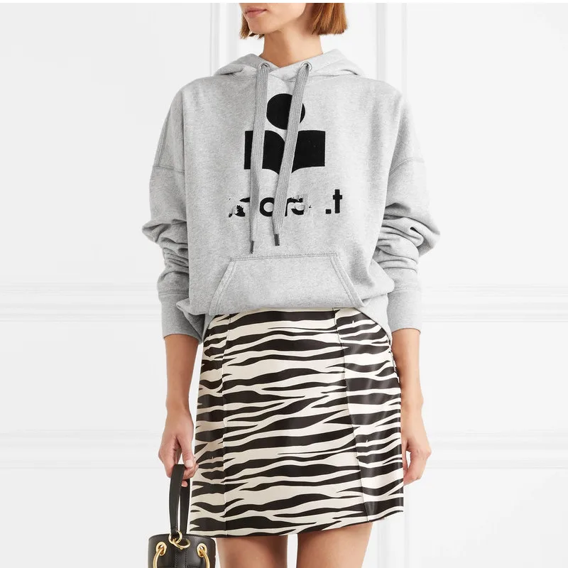 Nueva Mujer carta Impresión de algodón con capucha Sudadera con capucha de terciopelo grueso cálido otoño e invierno Casual sudadera - 1