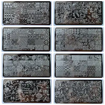 

New 1Pc Christmas Stamping Plates 22 Styles Xmas Snowflake Reindeer Nail Art Stamp Template Image Stamp Plate 12.5*6.5cm KD01-22