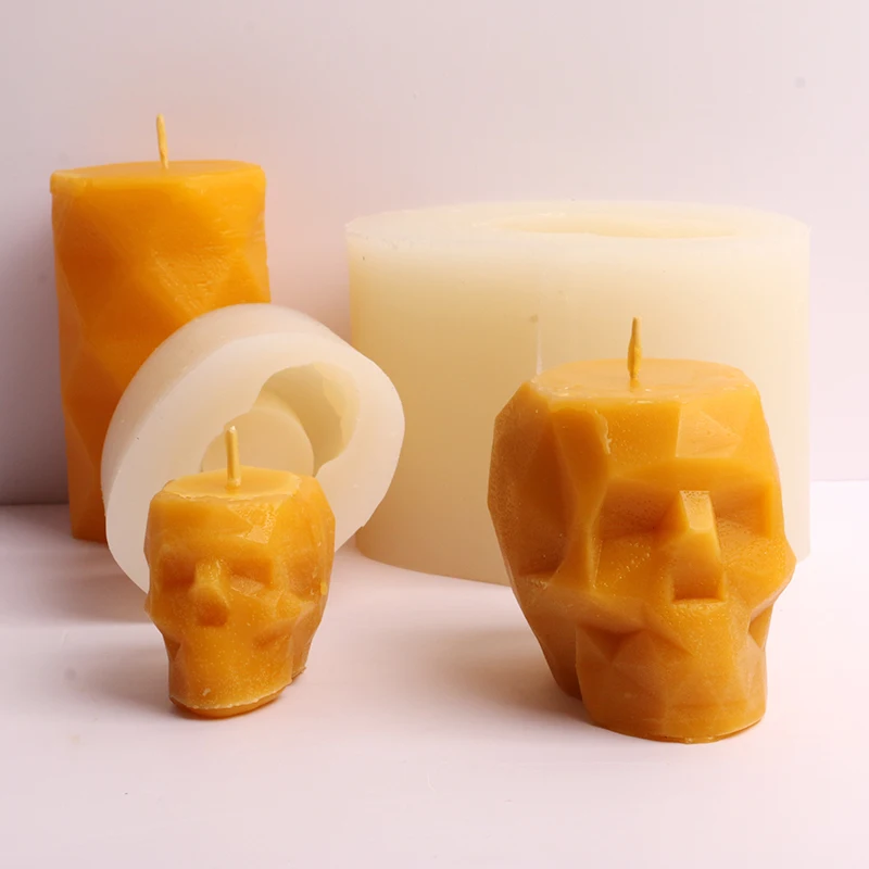 Skull Silicone Candle Mold 3D Geometric Candle Silicone Mold Skull Head Concrete Mould