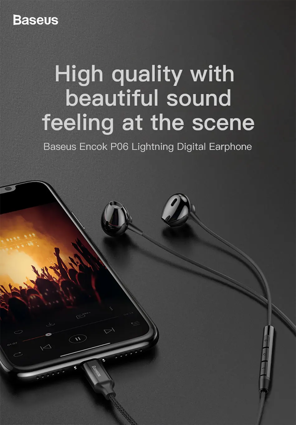 Baseus проводные наушники для iPhone X 8 8 Plus, Стерео Игровые наушники, вкладыши с микрофоном, музыкальные наушники для iPhone XR Xs Max