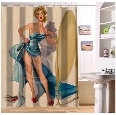 

W522#20 Custom Pin up Girl Dabble Retro Cartoon 06 Modern Shower Curtain bathroom Waterproof Free Shipping #fj20