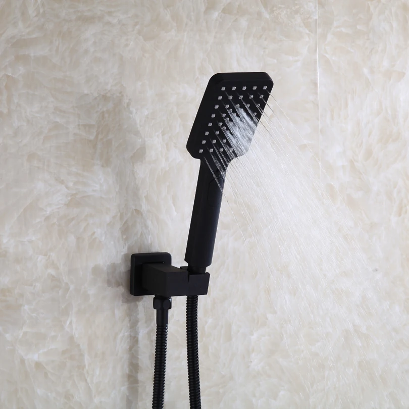 Bathroom Rain Shower Faucet Set Black Bath Shower Panel Ceiling LED Shower Head Thermostatic Bath & Shower Mixer Valve 